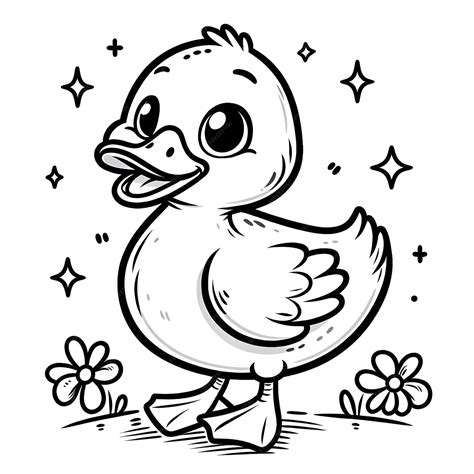 Premium Vector | Vector duck drawing coloring page for children