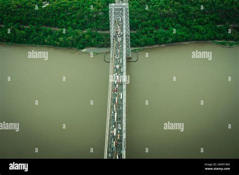 George Washington Bridge New York City aerial view, huge bridge in New ...