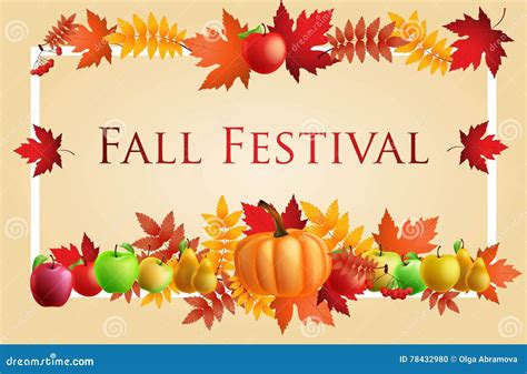 Fall Festival Flyer Or Poster Template. Bright Autumn Leaves On Dark ...