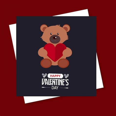 Free Vector | Happy valentine's day bear card