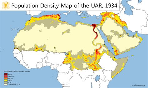 Population Density of the United Arab Republic (x-post r/imaginarymaps : arabs