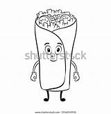 Burrito Cartoon Character Coloring Vector Illustration De Stock  sketch template