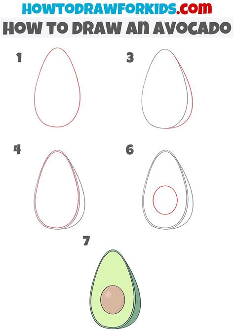 how to draw an avocado step by step | Cute easy drawings, Drawing tutorials for kids, Drawing ...