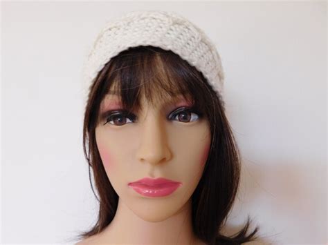 Hand crocheted cloche hat-beanie-cap-ivory color-very… - Gem