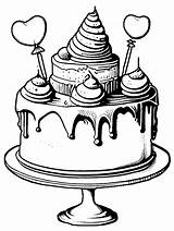Birthday Cake Coloring Page · Creative Fabrica sketch template