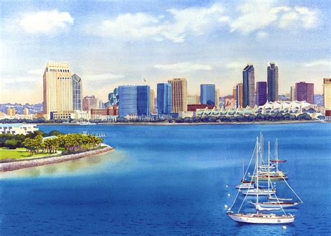 San Diego Skyline With Meridien Painting by Mary Helmreich