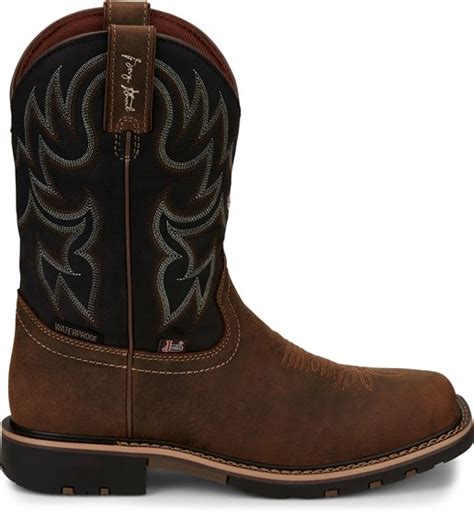 JUSTIN MEN'S GEORGE STRAIT FIREMAN TAN SQUARE TOE COWBOY BOOTS - GR906