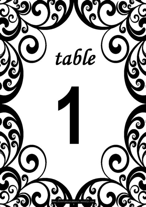 Free Swirls printable DIY Table Numbers - Free Table Numbers