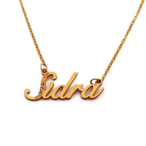 Sidra Name Necklace Italic Personalized Jewellery Gold Tone, Silver Tone Free Gift Box & Bag - Etsy