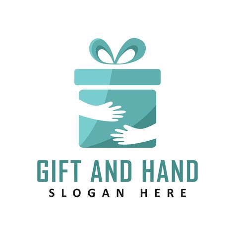 Gift box logo style hand holding a gift box. Flat icon vector ...