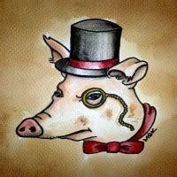 Traditional blue-color roaring wild pig head tattoo design - Tattooimages.biz