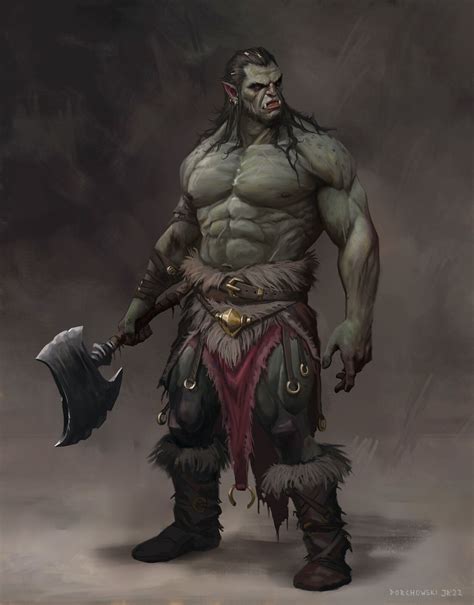 Gharrosh the Half-orc Barbarian, Krzysztof Porchowski Jr | Pathfinder rpg characters, Half orc ...