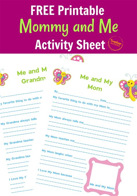 FREE Printable Mommy and Me Activity Page - Sunshine Whispers