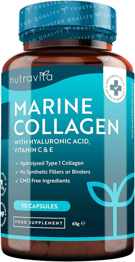 Marine Collagen 1000mg Enhanced with Hyaluronic Acid 100mg - 90 Super Strength Capsules ...