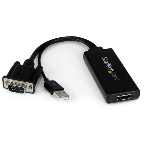 Amazon.com: StarTech.com VGA2HDU 1080p VGA to HDMI Adapter with USB Audio and Power Portable VGA ...