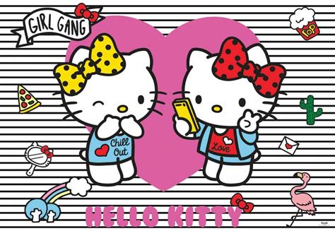 Mimmy et Kitty / Licensed Wallpaper Mural | Hello kitty art, Hello ...