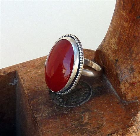 Carnelian ring Oval Carnelian natural stone Orange Brown stone | Etsy