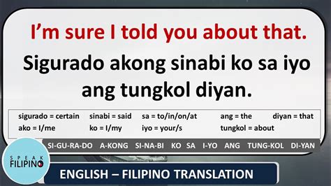 COMMONLY USED FILIPINO PHRASES! #25(English-Tagalog)