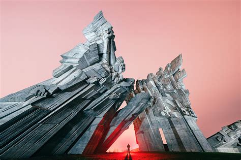 yang xiao turns real brutalist monuments into surreal images