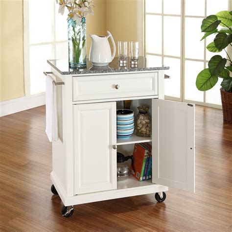 Crosley Furniture Wood Portable Kitchen Cart in White and Gray | Cymax ...