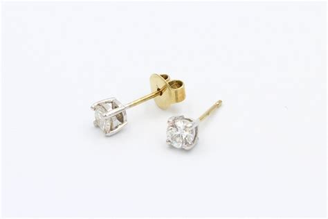 Half-Carat Mixed Gold Diamond Stud Earrings (Code: 15384)