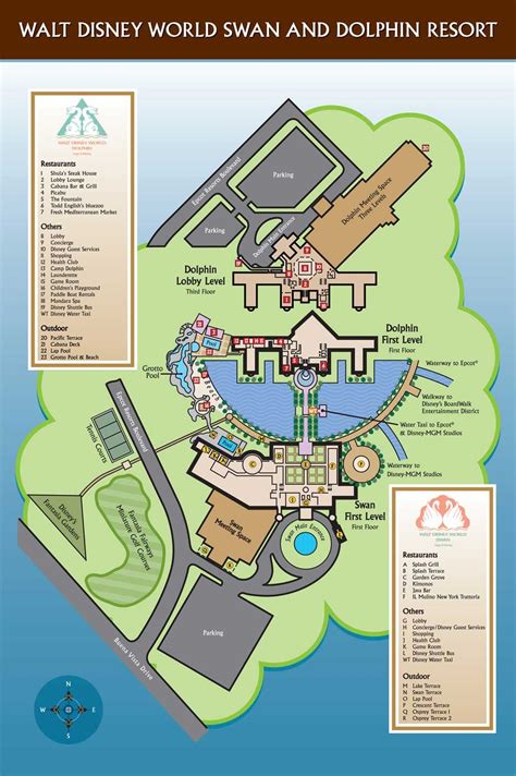 WDW Swan and Dolphin Map | Disney hotels, Disney world map, Walt disney ...