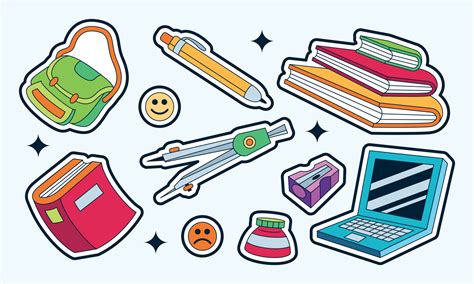 Stickers with school supplies collection. Back to school 10412173 ...