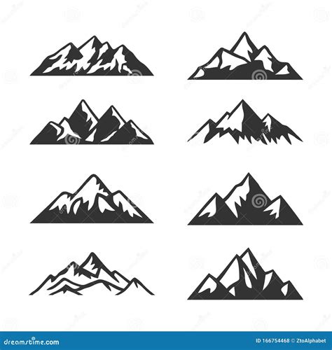 Mountain Silhouette Clip Art Vector Set | CartoonDealer.com #166754468