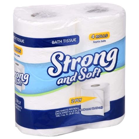 Strong and Soft Bathroom Tissue, 4-Roll Packs | Bath tissue, Bathroom tissue, Rolling packing