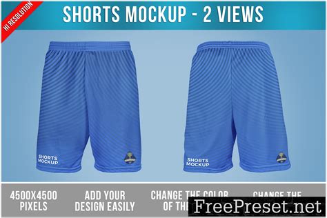 Shorts Mockup Front and Back View PSD NX8UTL5