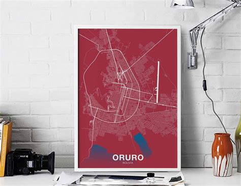 ORURO Bolivia Map Poster Color Hometown City Print Modern Home Decor ...