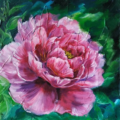 Peony Painting Original Acrylic Pink Peony Art Peonies | Etsy