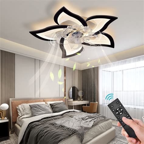 Bevenus Low Profile Ceiling Fans with Lights,Black Modern Dimmable ...