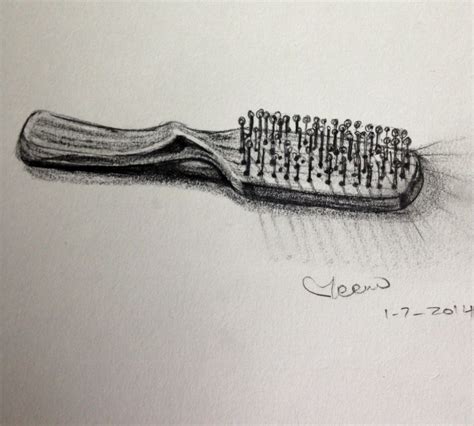 Hair Brush, Charcoal Pencil On Paper, By Meenu Devrani 2014 - Hair Brush Sketch | Hair brush ...