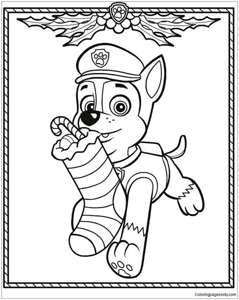 Paw Patrol Christmas Coloring Page - Free Coloring Pages Online