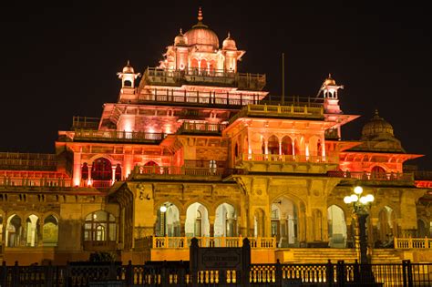 Albert Hall City Museum Jaipur Rajasthan Close Up View In Night ...