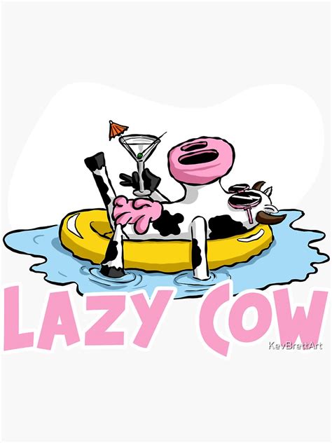 "Lazy Cow" Sticker by KevBrettArt | Redbubble