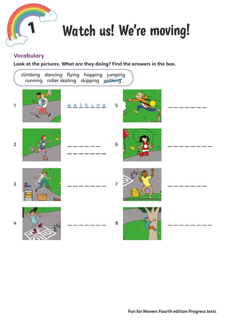 Fun for movers 4th edition progress tests - Watch us! We’re moving! Vocabulary Look at the ...