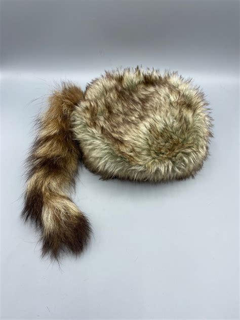 Daniel Boone Hat Faux Fur Raccoon Hat Coonskin Hat Adult Size Novelty Fake Fur Western Hunter ...