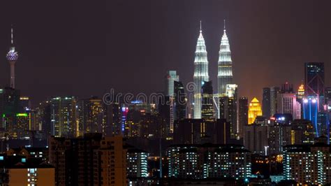 Night View of Kuala Lumpur Skyline Editorial Photography - Image of ...