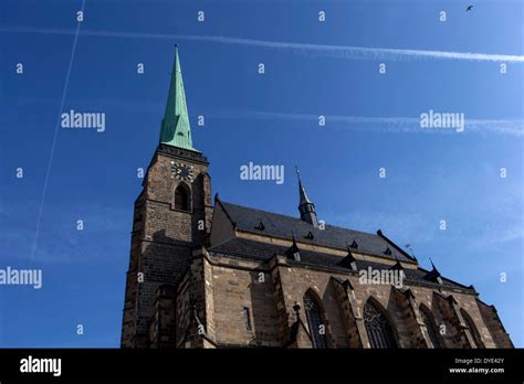 Plzen, Pilsen, Republic square, Cathedral of St. Bartholomew, medieval ...