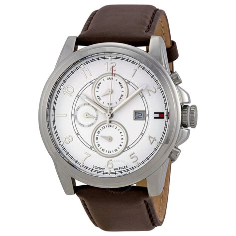 Tommy Hilfiger Multi-Function White Dial Brown Leather Men's Watch 1710294 - Tommy Hilfiger ...