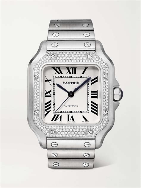 CARTIER Santos de Cartier automatic 35.1mm stainless steel and diamond ...