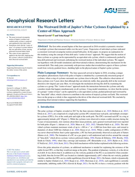 (PDF) The Westward Drift of Jupiter's Polar Cyclones Explained by a ...