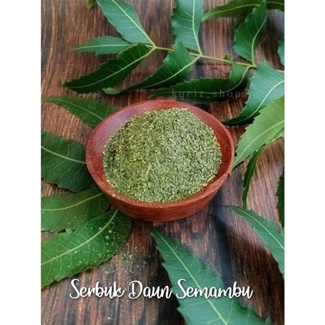 Serbuk Daun Semambu / Neem Leaves Powder / Natural Leaves Powder 100% tanpa bahan campuran ...