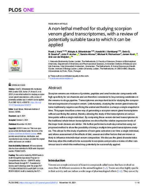 (PDF) A non-lethal method for studying scorpion venom gland ...