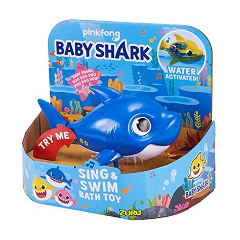 Robo Alive Junior Baby Shark Battery-Powered Sing and Swim Bath Toy by ZURU - Daddy Shark (Blue ...