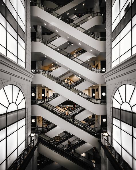 Free Images : architectural design, building, business, escalators ...