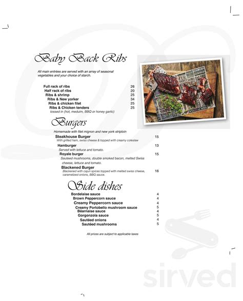 Delicious Steak House menu in Orléans, Ontario, Canada