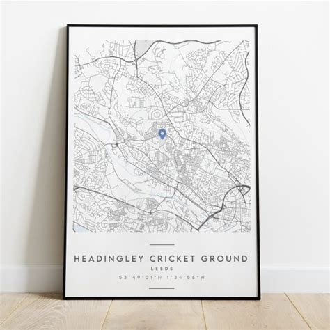 Headingley Cricket Ground Stadium Minimalist Stadium Map Poster